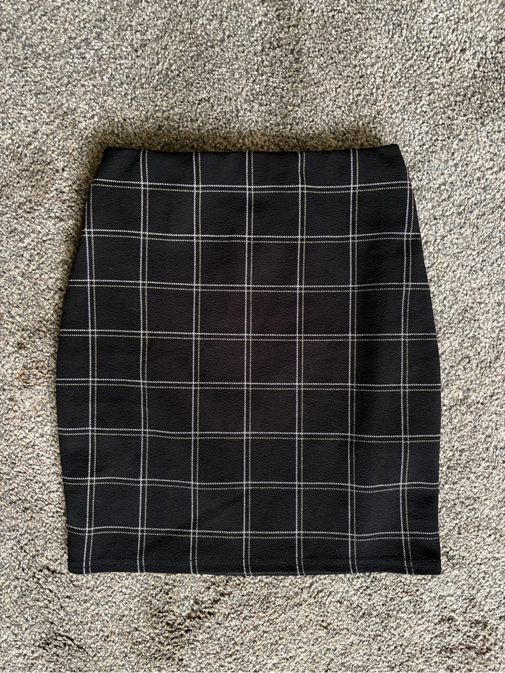 PrettyLittleThing Black Windowpane Check Pencil Skirt